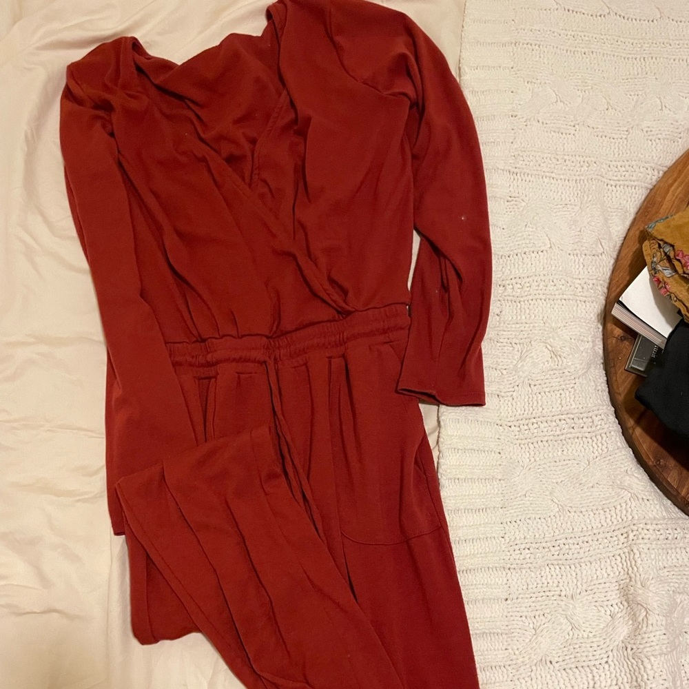 Full length red romper